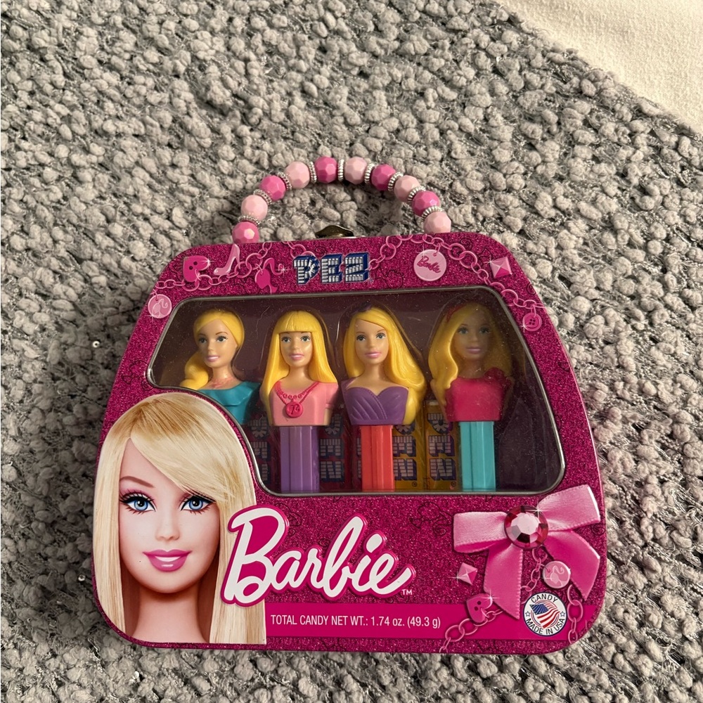 Barbie Pink Glitter Purse PEZ Dispenser Set with Blonde Doll Heads